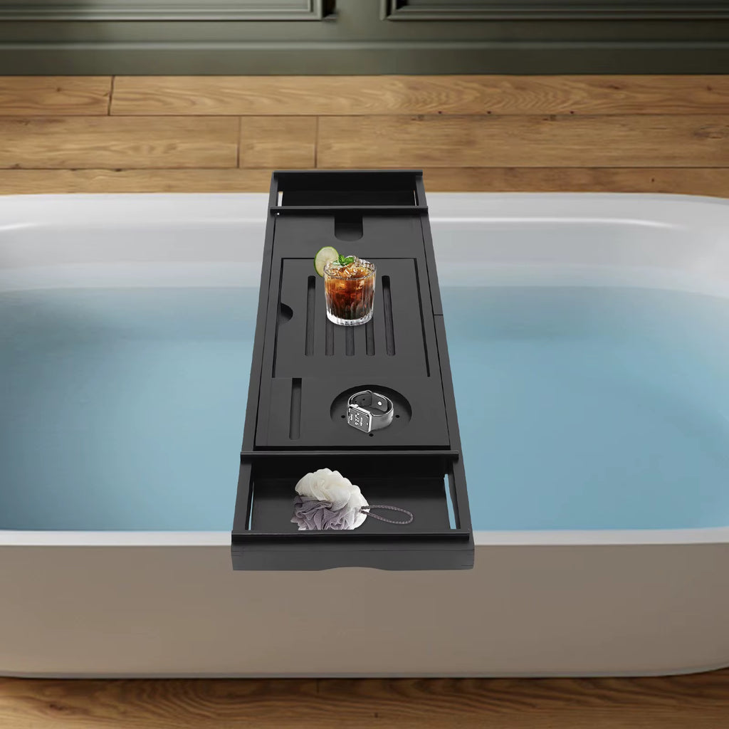 Bathtub Storage Rack for Candle Towel, Bath Serving Table Tray, Expandable Bathtub Shelf Caddy Tray