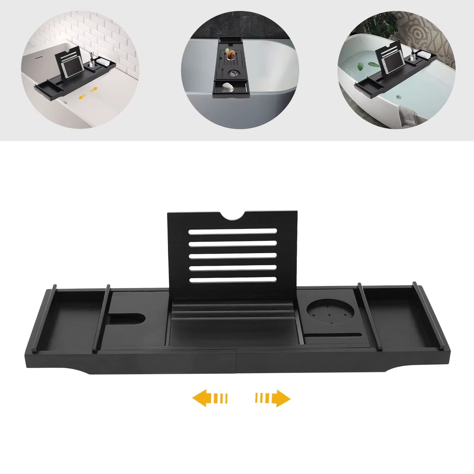 Bathtub Storage Rack for Candle Towel, Bath Serving Table Tray, Expandable Bathtub Shelf Caddy Tray