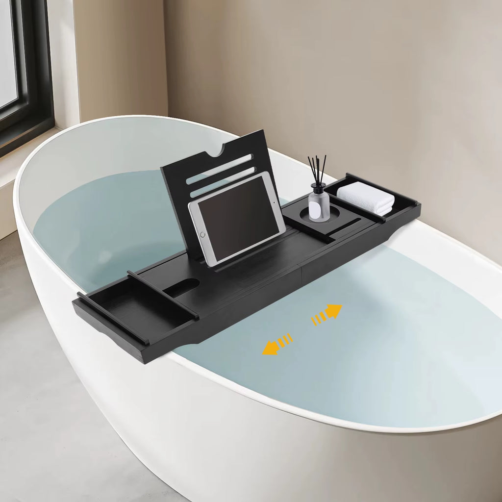 Bathtub Storage Rack for Candle Towel, Bath Serving Table Tray, Expandable Bathtub Shelf Caddy Tray