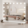 Bluetooth Hollywood Vanity Mirror with Lights, 58 × 45 Cm Large LED Makeup Mirror with 15 Dimmable Bulbs, 3 Color Modes,Usb Port