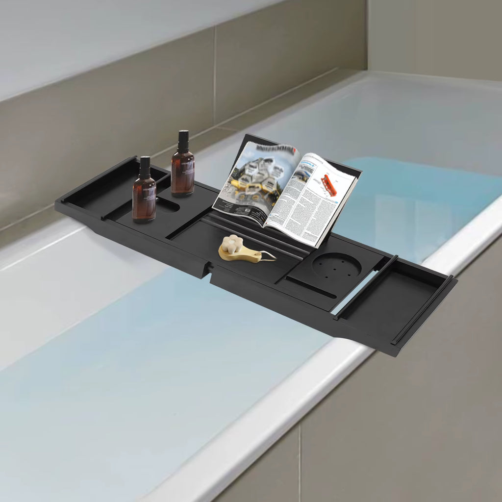 Bathtub Storage Rack for Candle Towel, Bath Serving Table Tray, Expandable Bathtub Shelf Caddy Tray